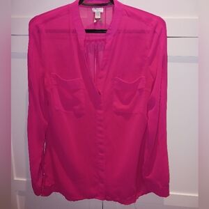 Dynamite Fuchsia Chiffon Like Blouse